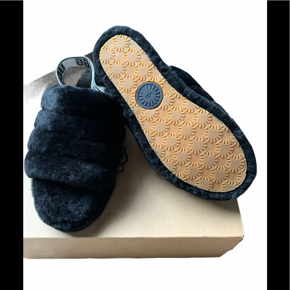 - UGG Fluff Yeah Black Slides Sandals Size 7
